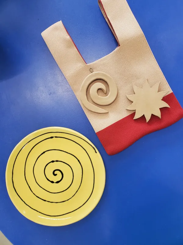 Colorblock Knit Mini Tote - Beige / Red made by NOMIA