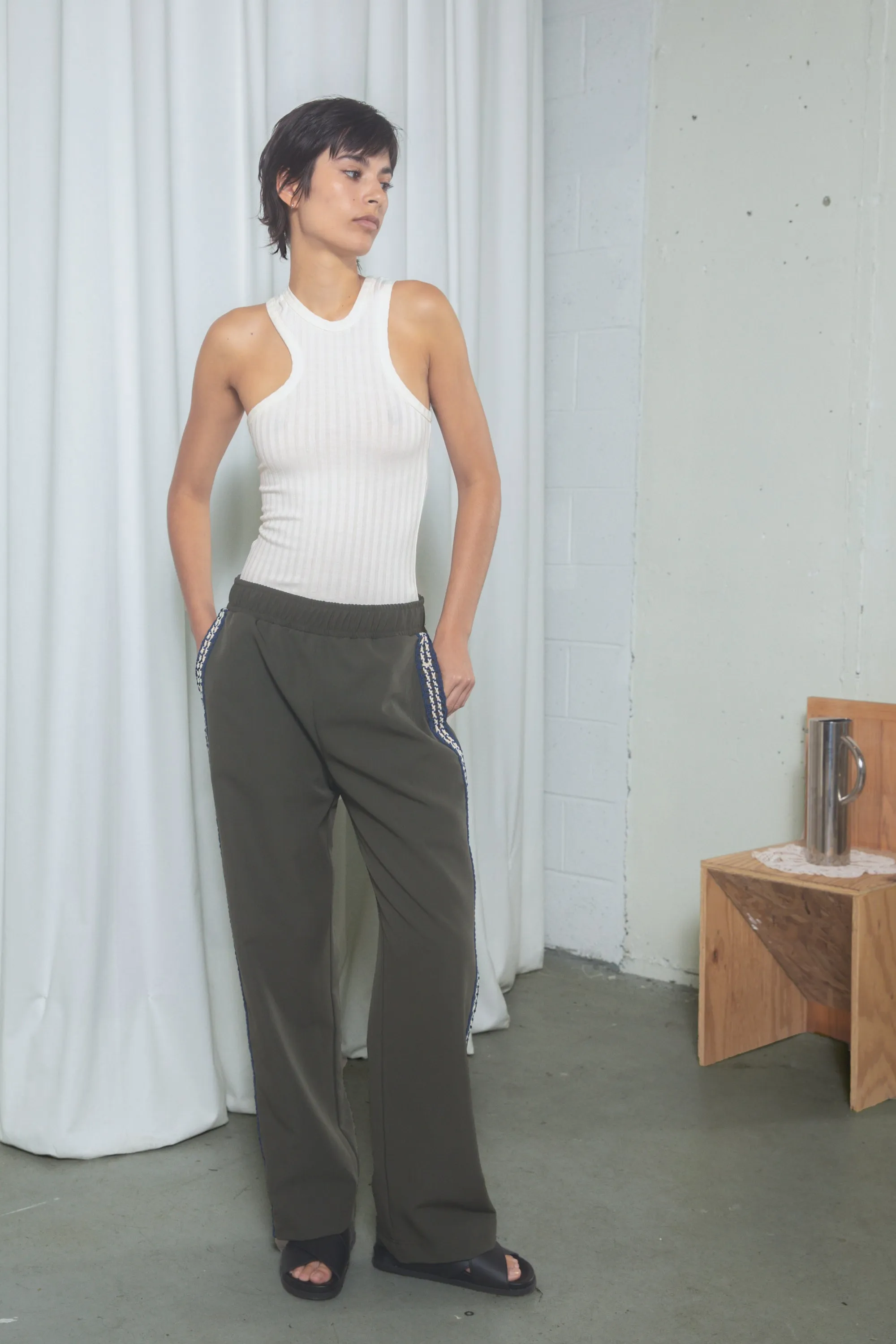 Track Pants - Loden with corded stripes sold by NOMIA product image thumbnail 2