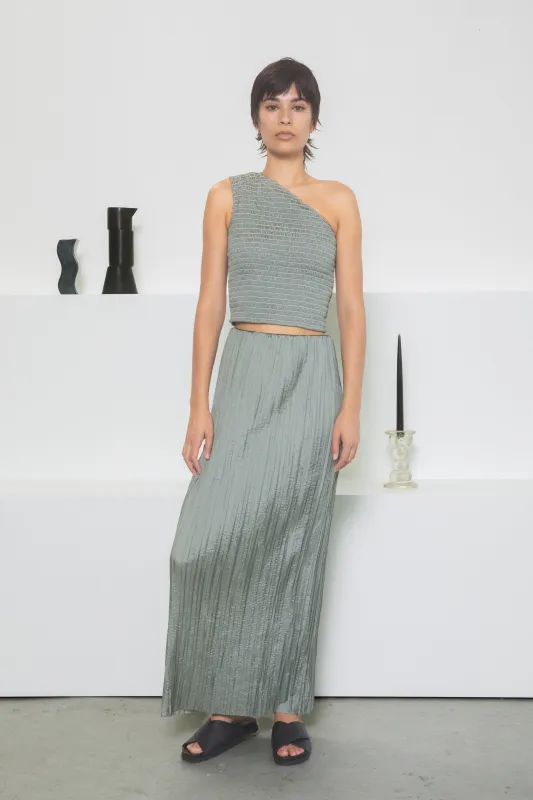 Smocked One Shoulder Top - Silver made by NOMIA