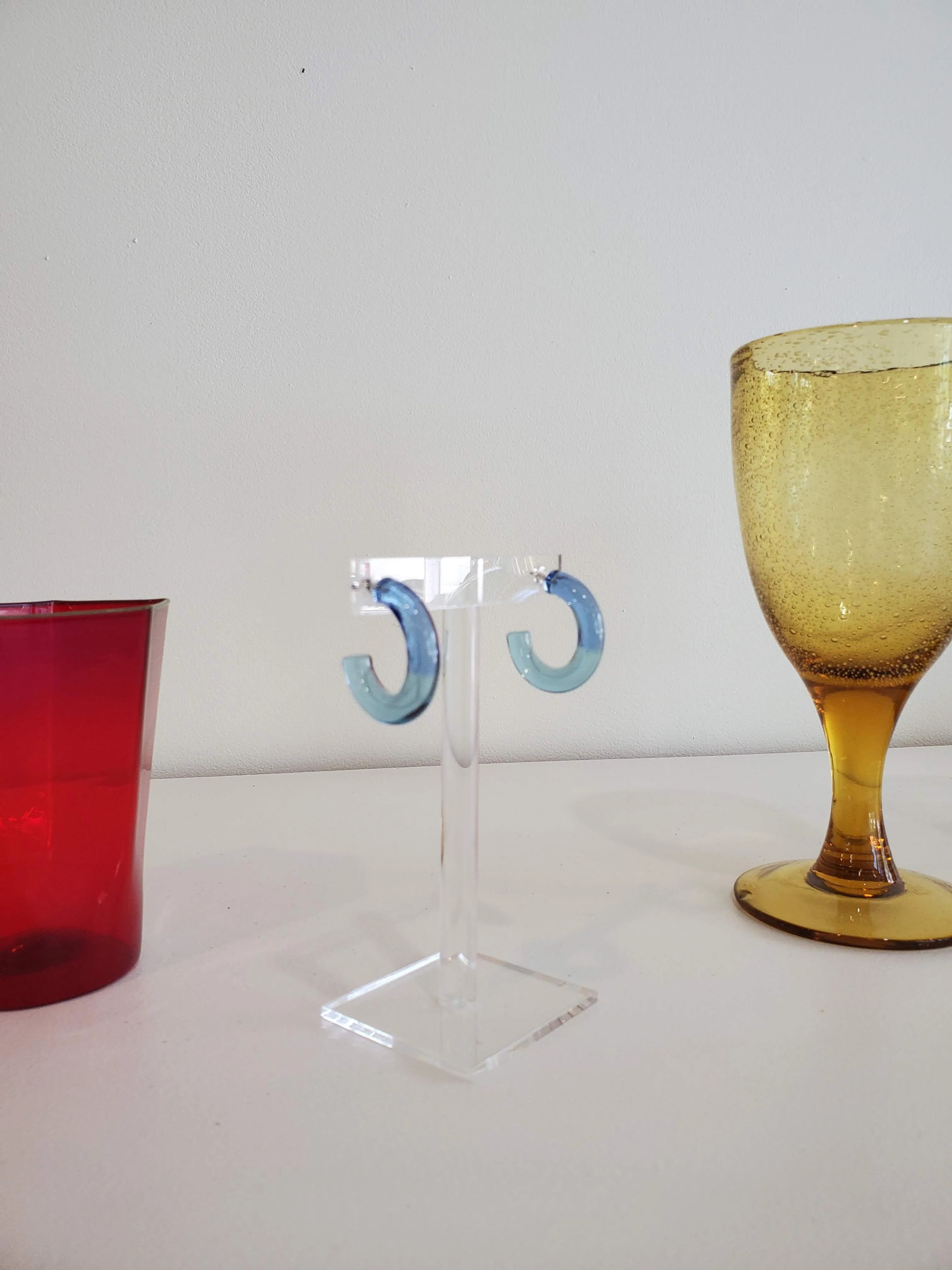 KEANE Two Tone Hoops - Clear Blue / Clear Aqua sold by NOMIA