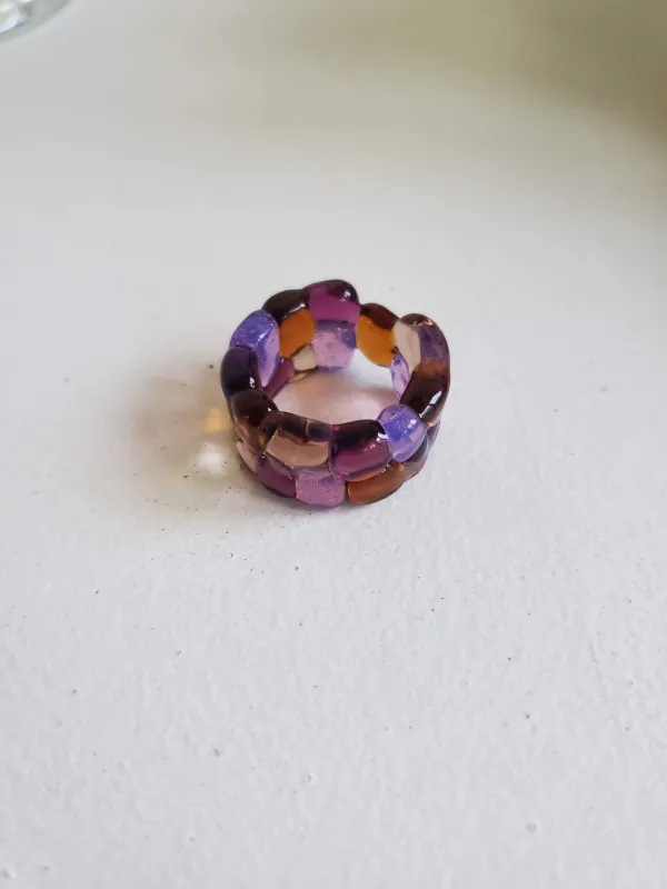 KEANE Square Stone Ring - Dark Purple Multi made by NOMIA