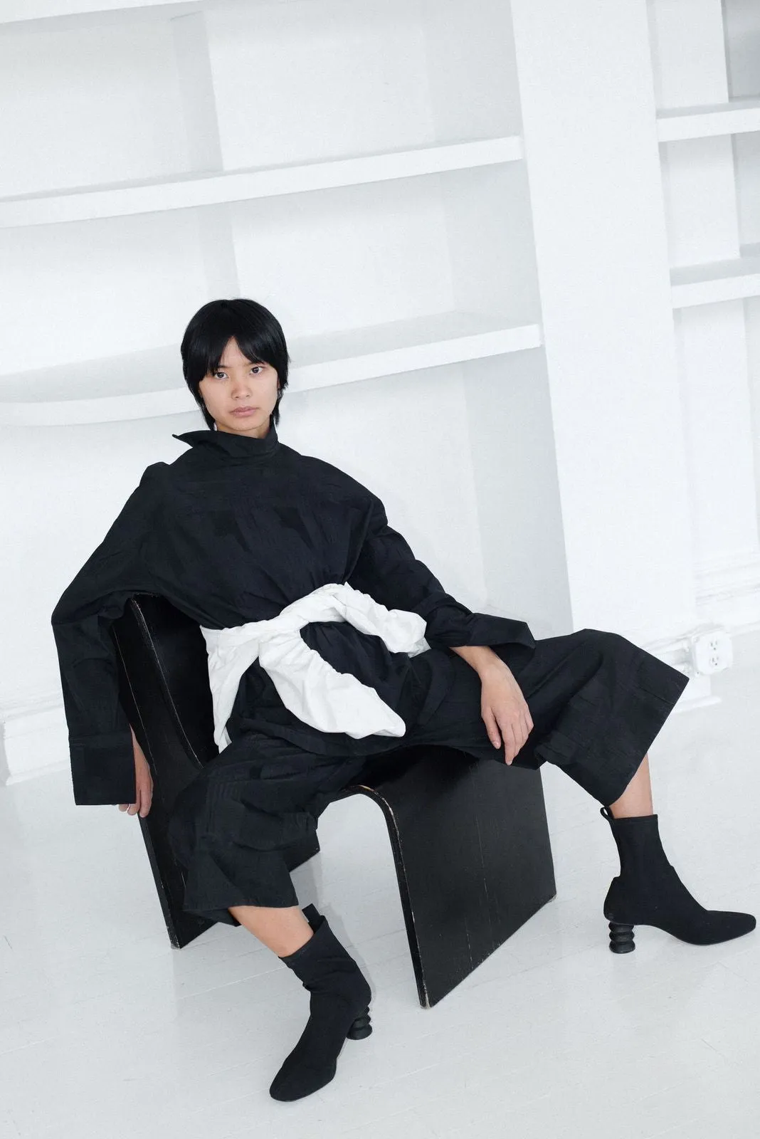 OVERSIZE MOCKNECK SHIRT - BLACK PATCHWORK sold by NOMIA product image thumbnail 2