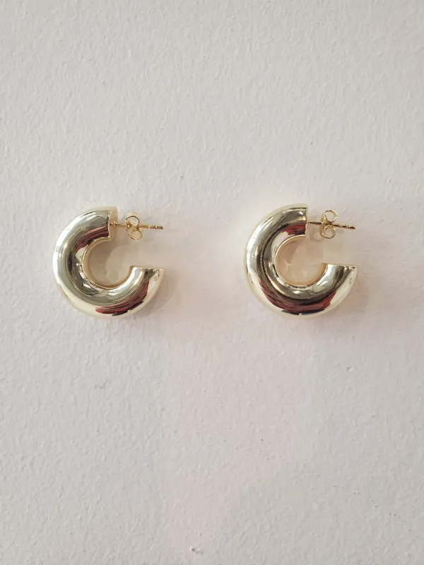 Gold Toned Puffy Hoop made by NOMIA