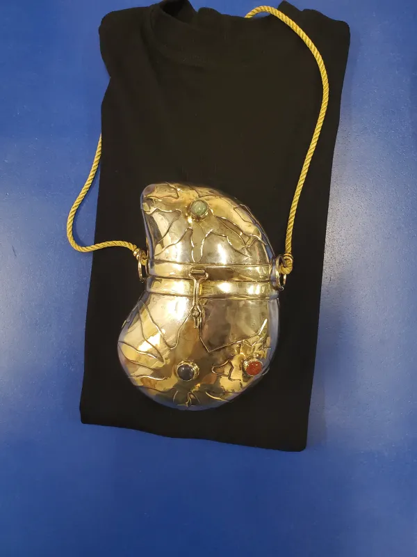 Vintage silver purse with gems made by NOMIA