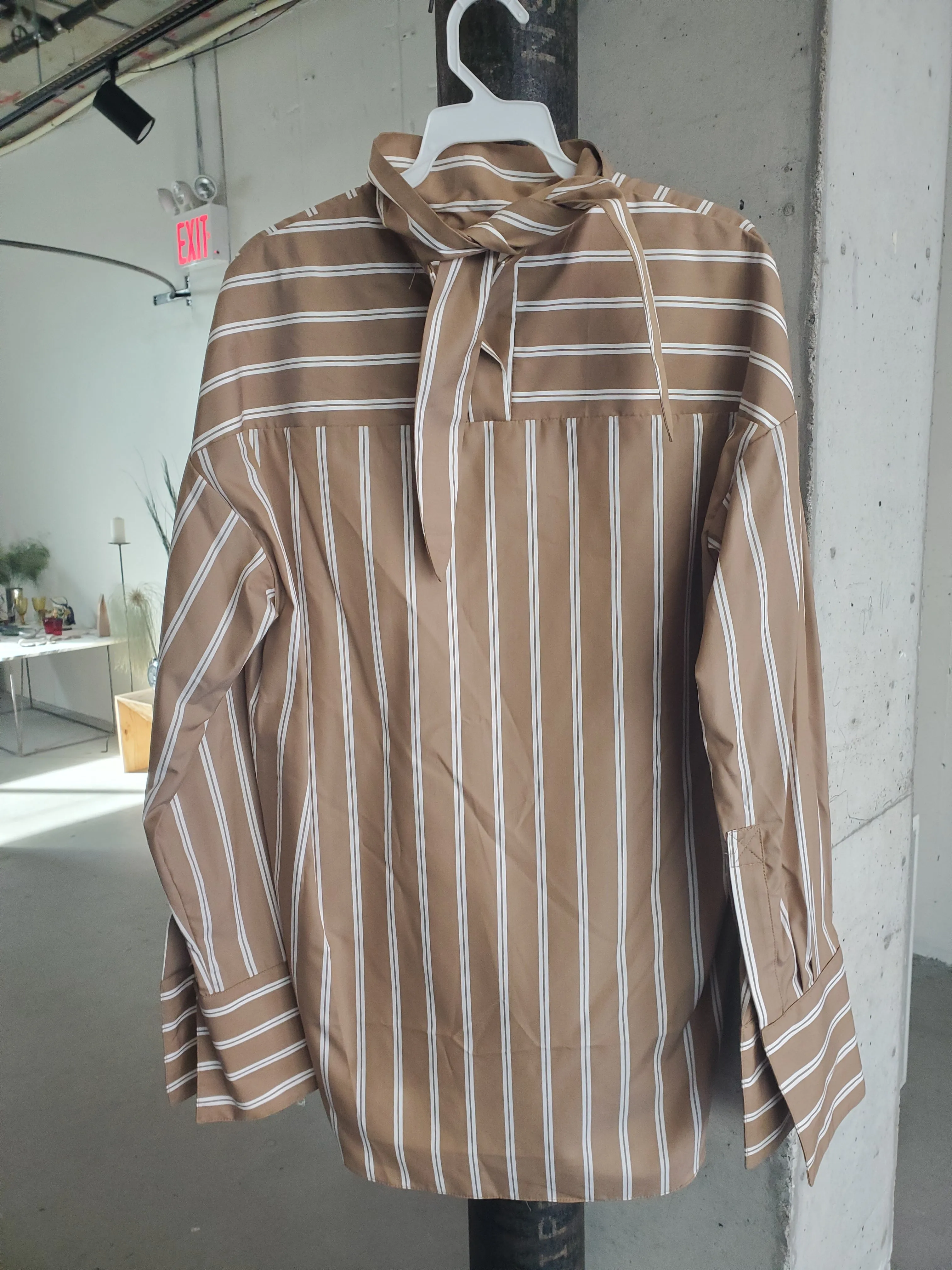 Tie Back Mockneck - Camel stripe sold by NOMIA product image thumbnail 2