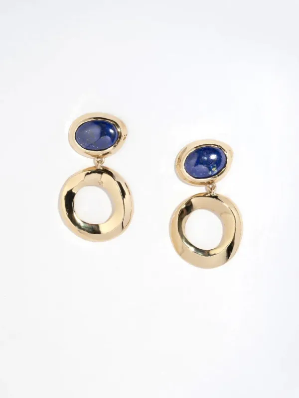 Faris Bianca Drop Earrings - Bronze / Lapis made by NOMIA
