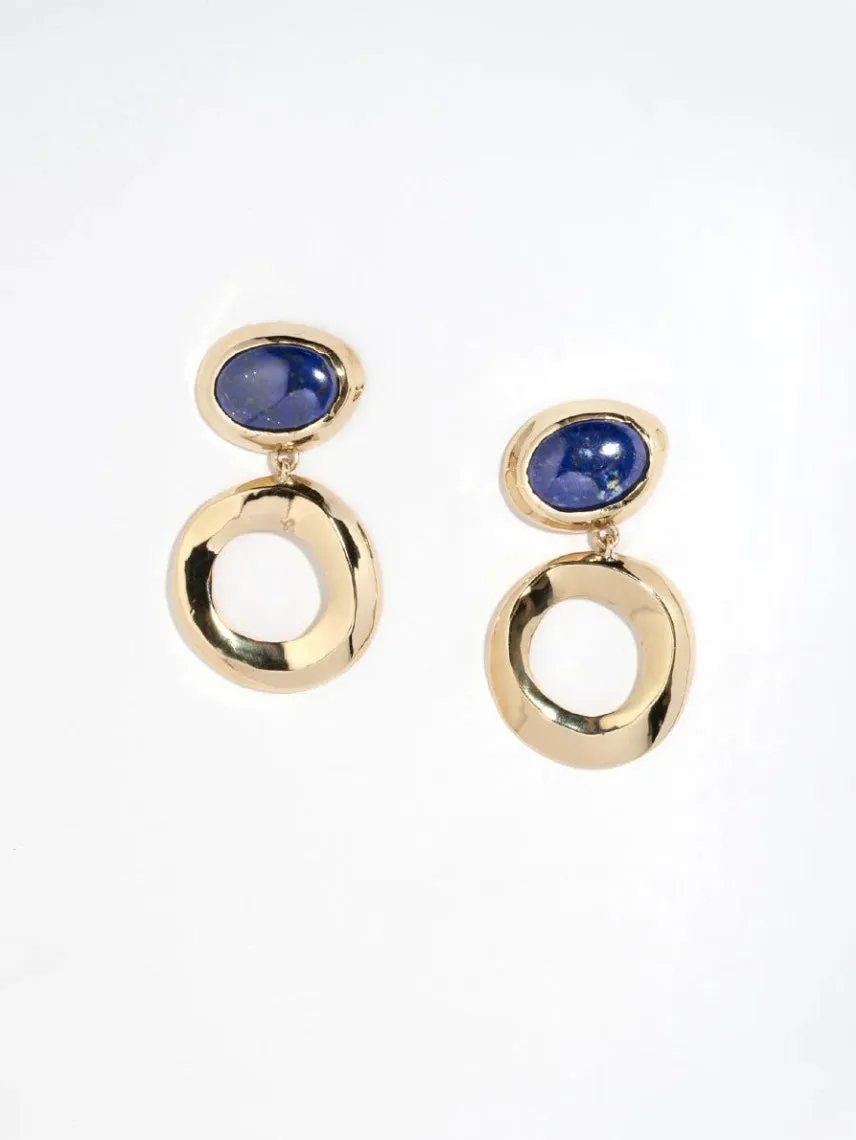 Faris Bianca Drop Earrings - Bronze / Lapis sold by NOMIA