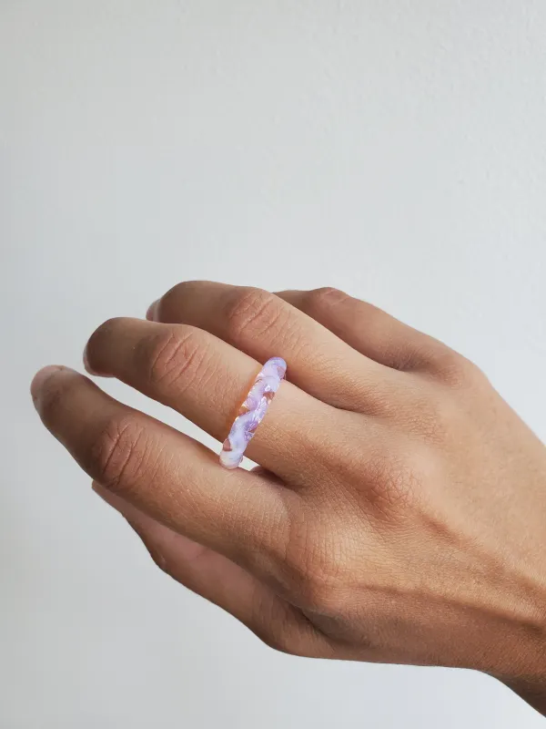 KEANE Thin Braided Ring - Persephone  white opalescent made by NOMIA