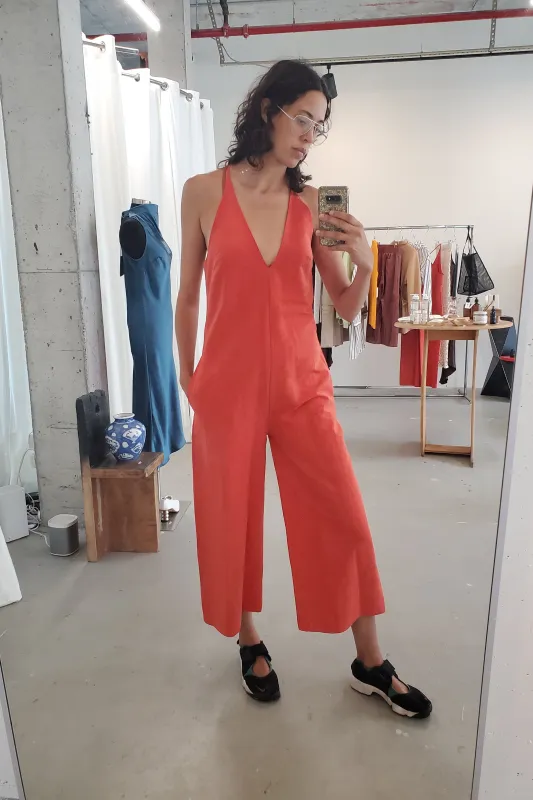V Neck Strap Jumpsuit - Poppy made by NOMIA