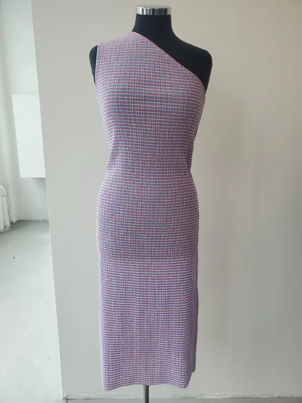 One Shoulder Knit Dress - Blue / Pink Multi made by NOMIA