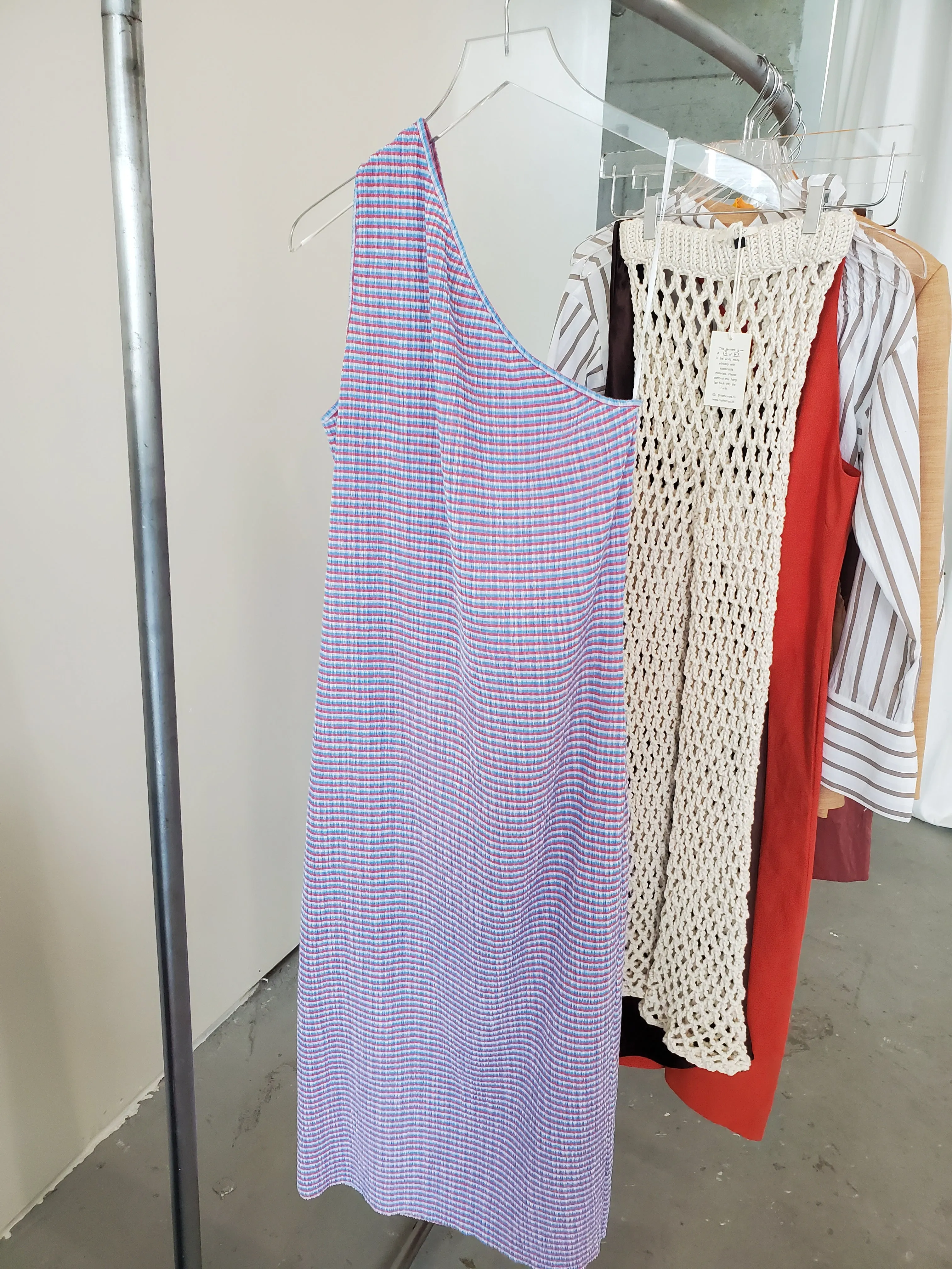 One Shoulder Knit Dress - Blue / Pink Multi sold by NOMIA product image thumbnail 2