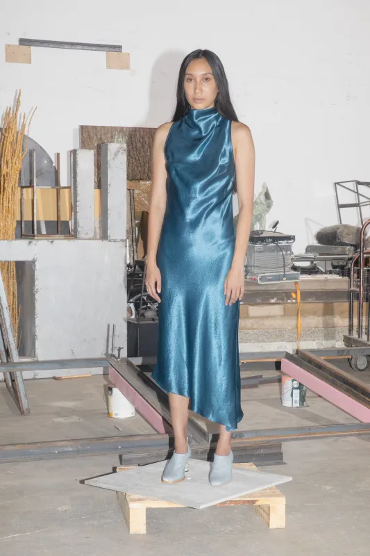 Cowl Bias Dress - Lagoon made by NOMIA