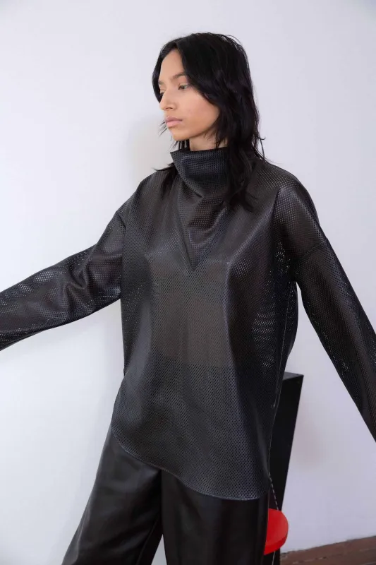 Anorak Top - Perforated Faux Leather made by NOMIA