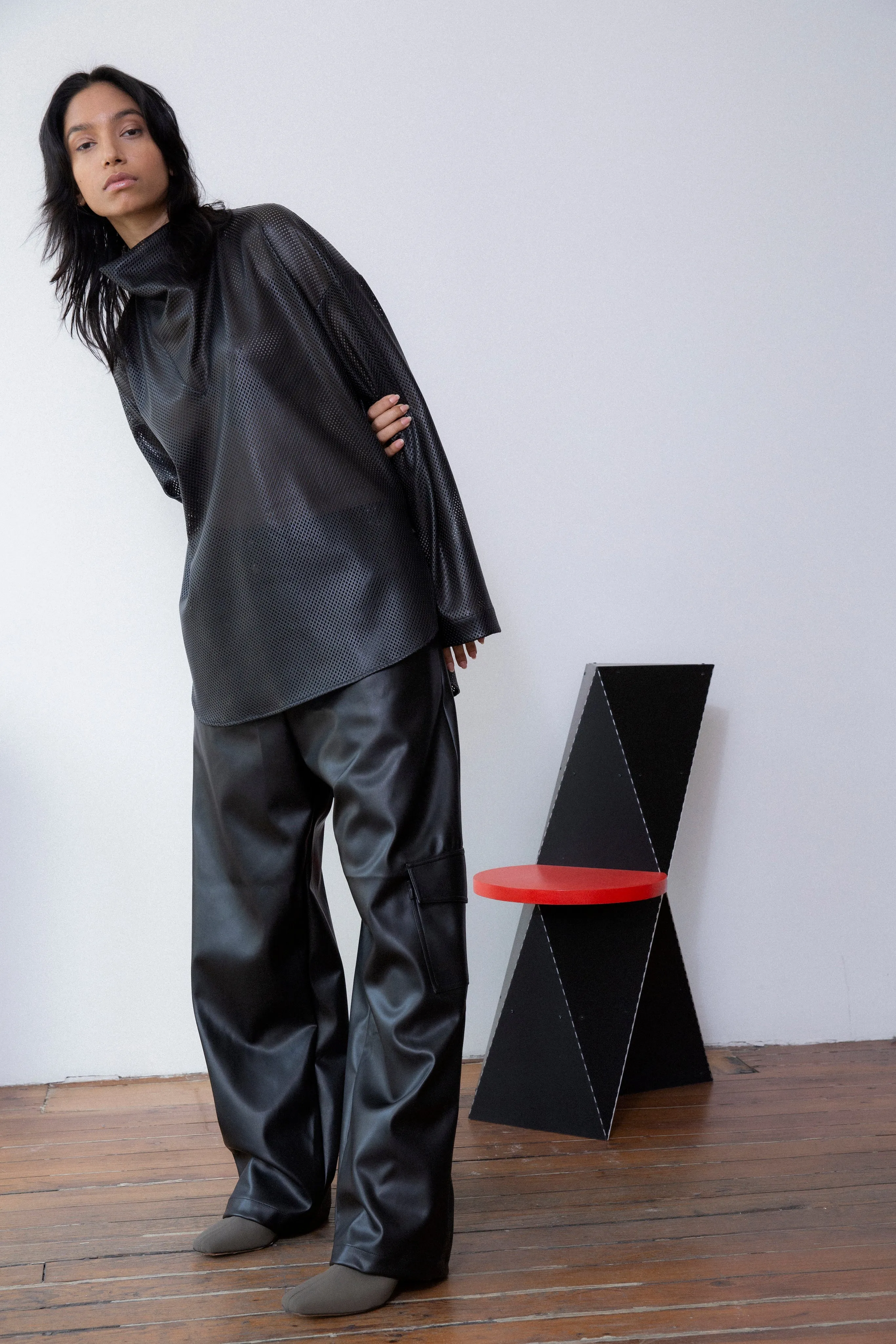 Anorak Top - Perforated Faux Leather sold by NOMIA product image thumbnail 2