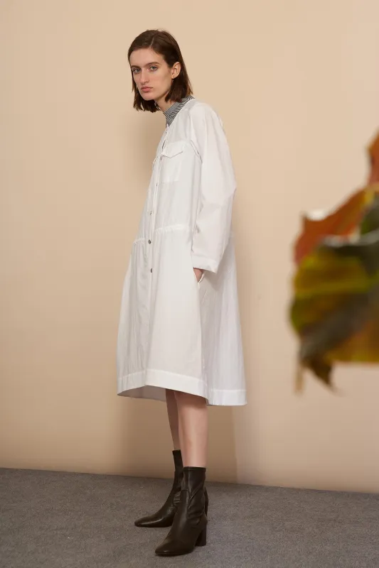 Snap Front Dress - White sold by NOMIA