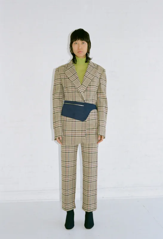 SLIM CROPPED TROUSERS -PLAID MULTI made by NOMIA