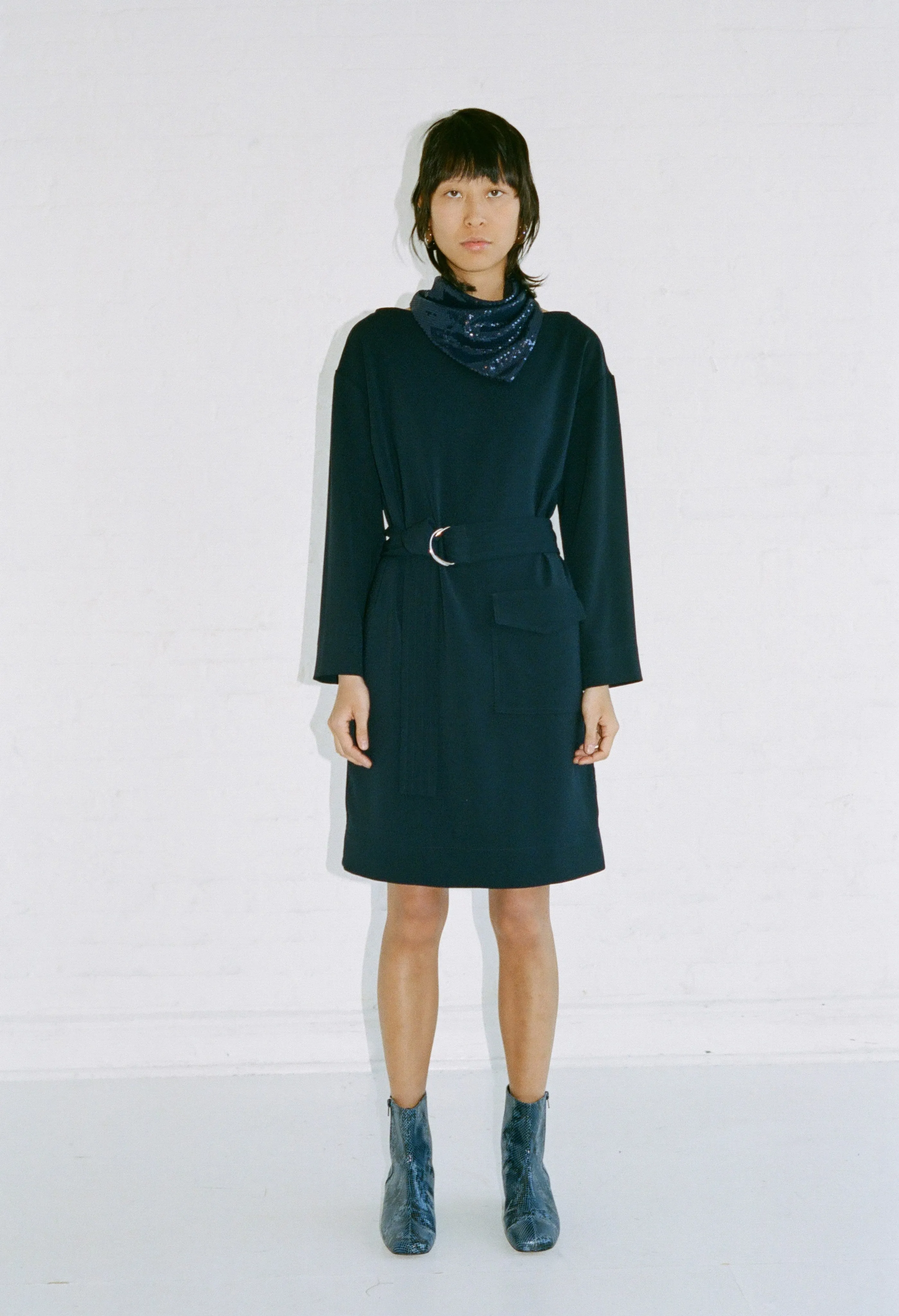 BELTED POCKET DRESS - MIDNIGHT sold by NOMIA