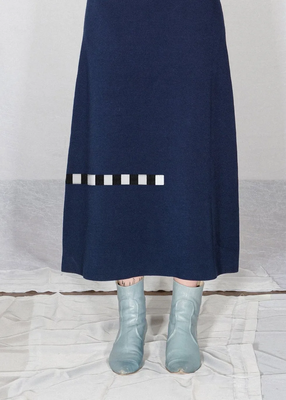 Arp Dress in Midnight Blue with Checker Stripe sold by NOMIA product image thumbnail 2