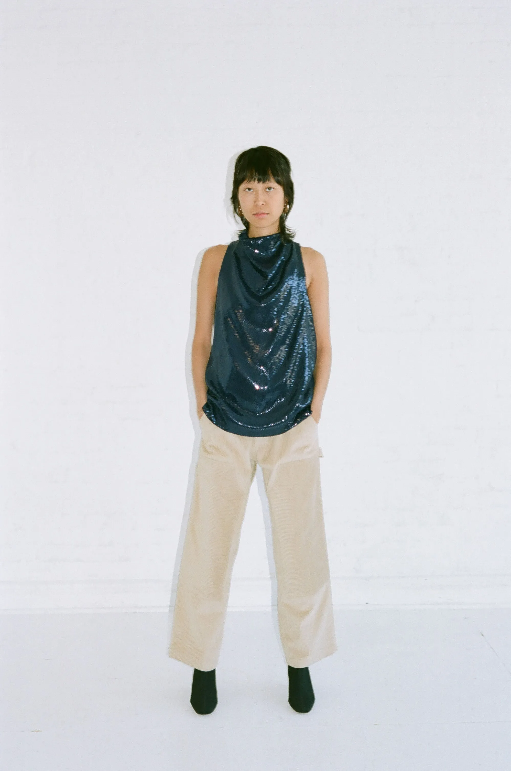Cowl Neck Top - Midnight Sequin sold by NOMIA