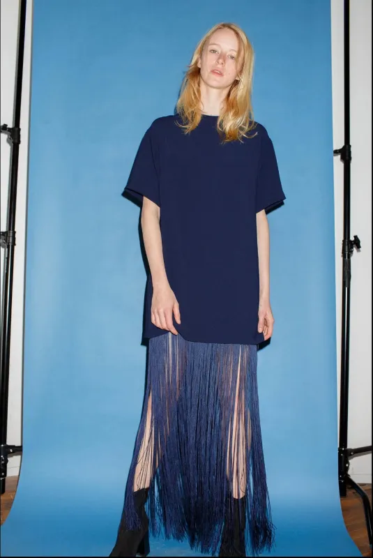 SS Fringe T-Shirt Dress - Midnight made by NOMIA