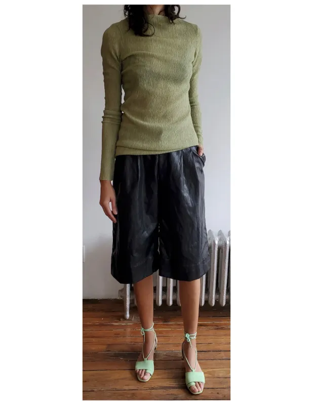 Pleated Shorts - Washed Faux Leather made by NOMIA