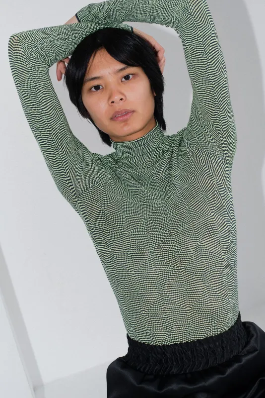 Optical Knit Sweater - Lime / Navy made by NOMIA