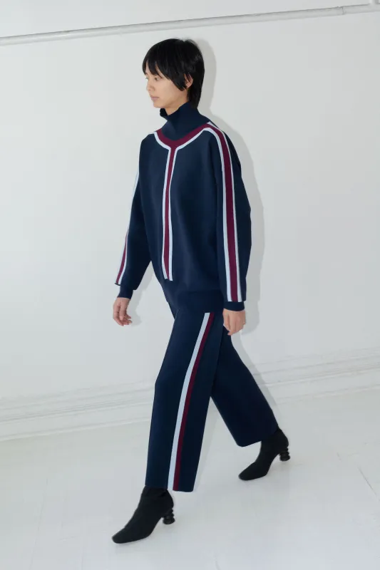 STRIPED TRACK PANT - MIDNIGHT made by NOMIA