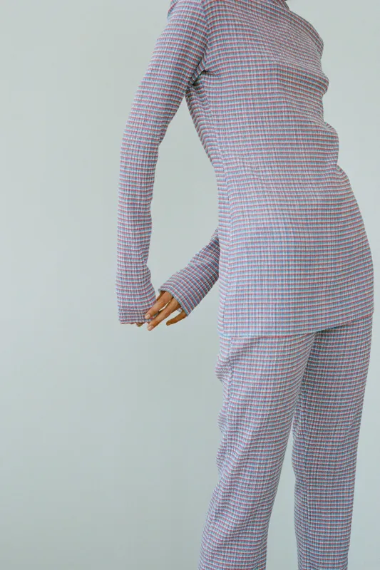 Textured Knit Long sleeve Top -  Pink and Blue Multi made by NOMIA