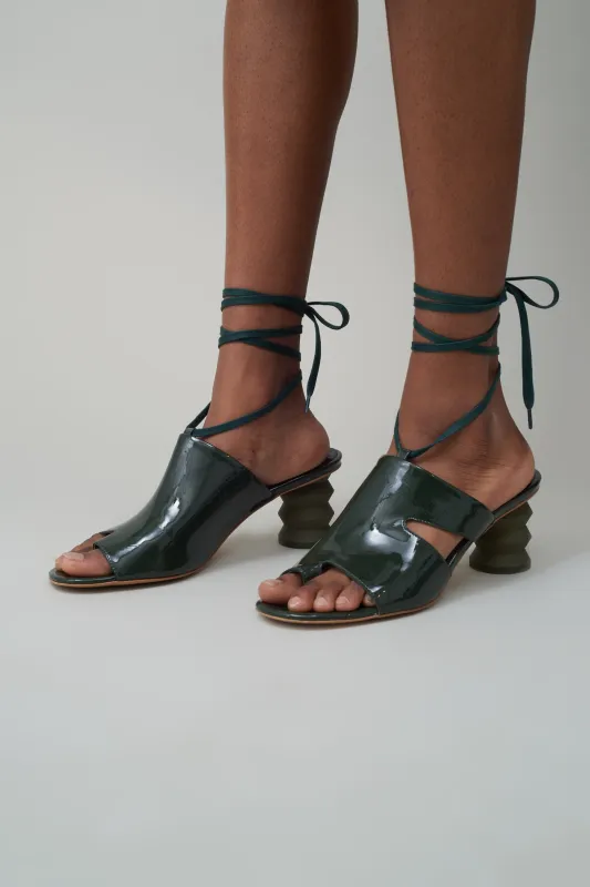 Twyla Lace Up Mule - Olive made by NOMIA