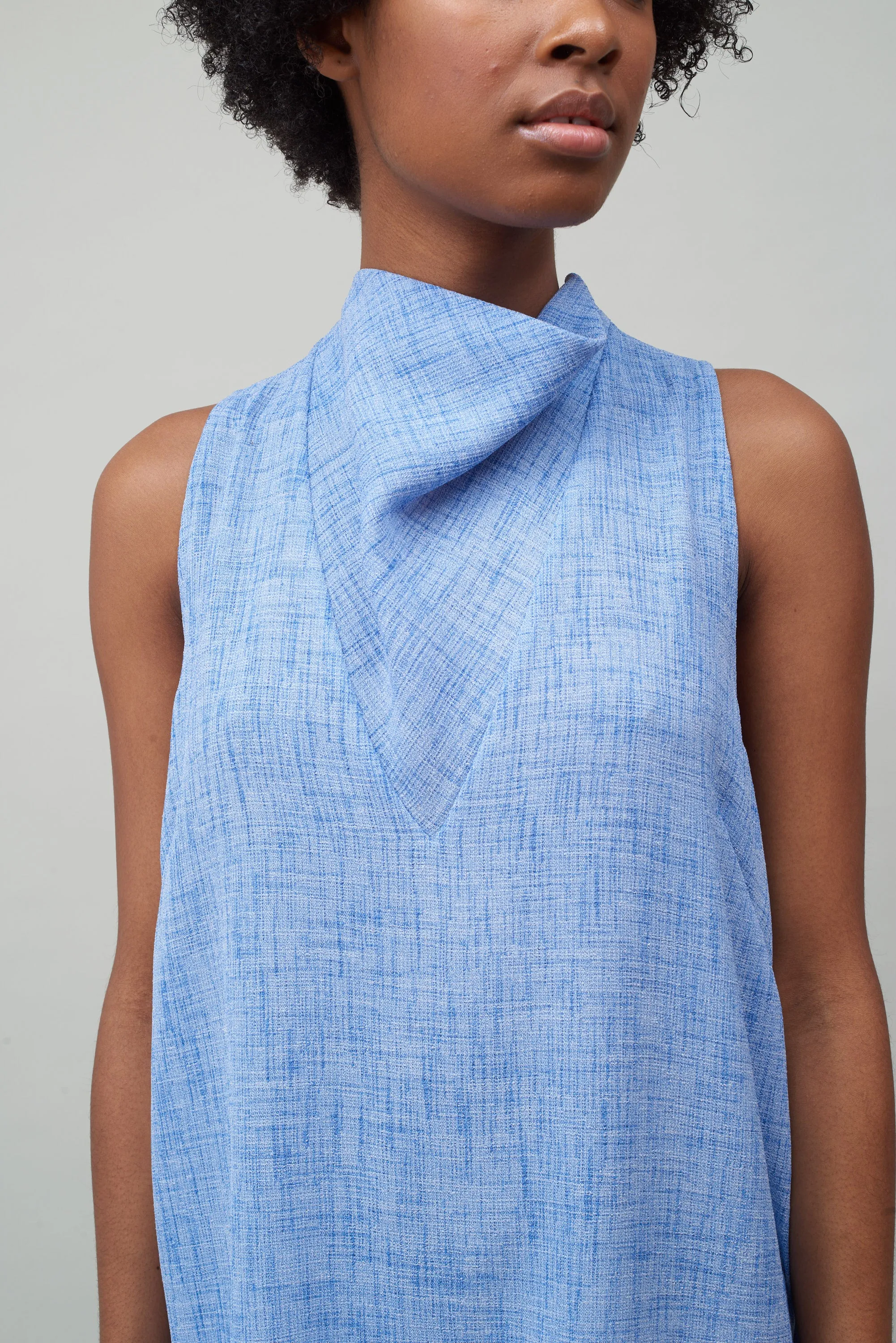 COWL NECK DRESS - WHITE / COBALT MELANGE sold by NOMIA product image thumbnail 2