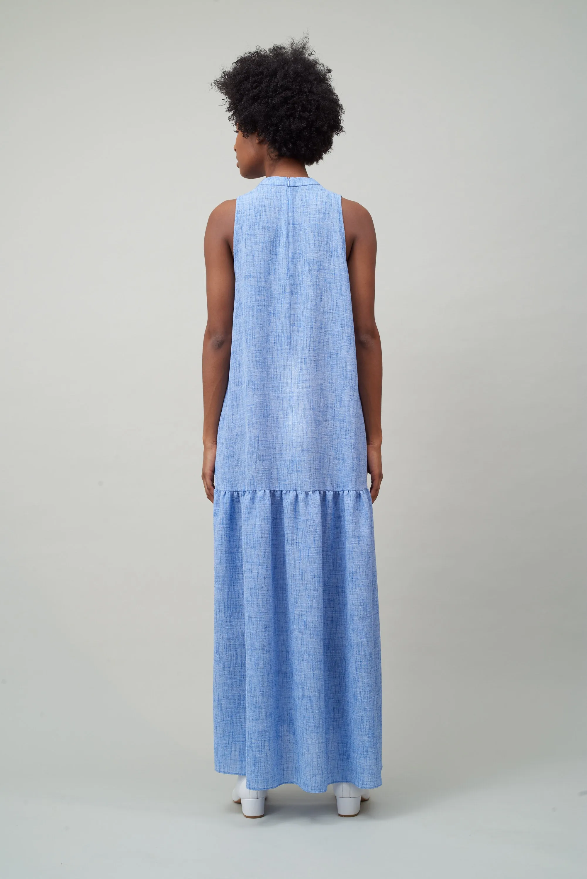COWL NECK DRESS - WHITE / COBALT MELANGE sold by NOMIA product image thumbnail 4