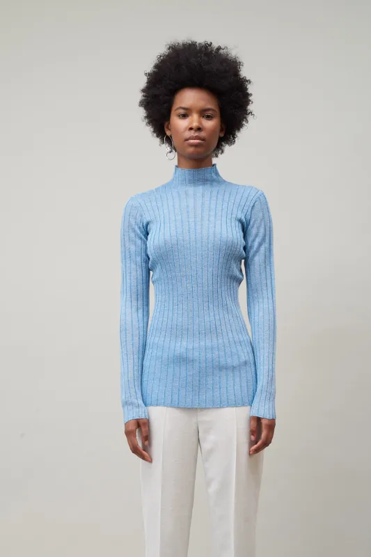 WIDE RIB TURTLENECK - WATER made by NOMIA