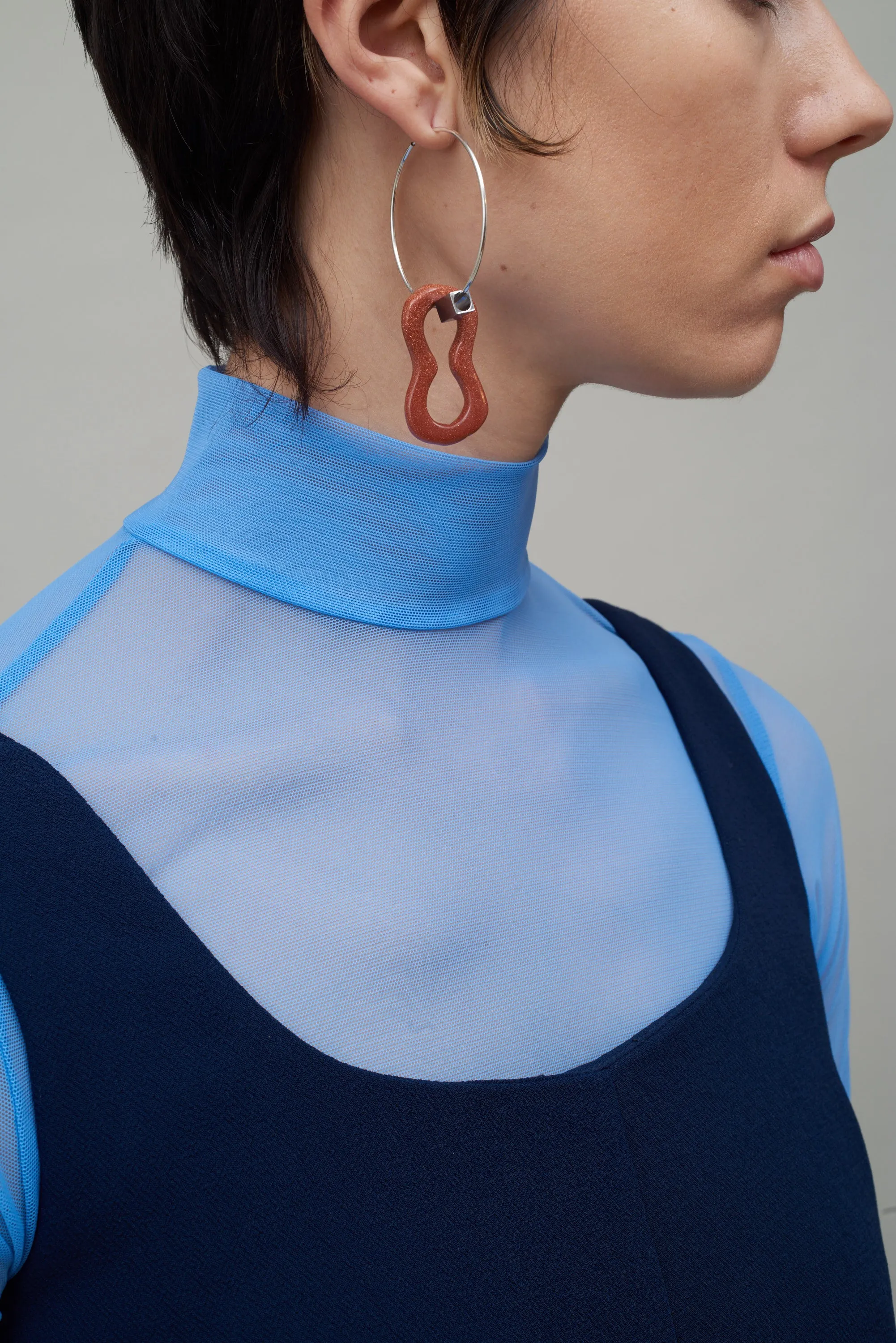 SHORT SLEEVE MESH TURTLENECK - PERIWINKLE sold by NOMIA product image thumbnail 4