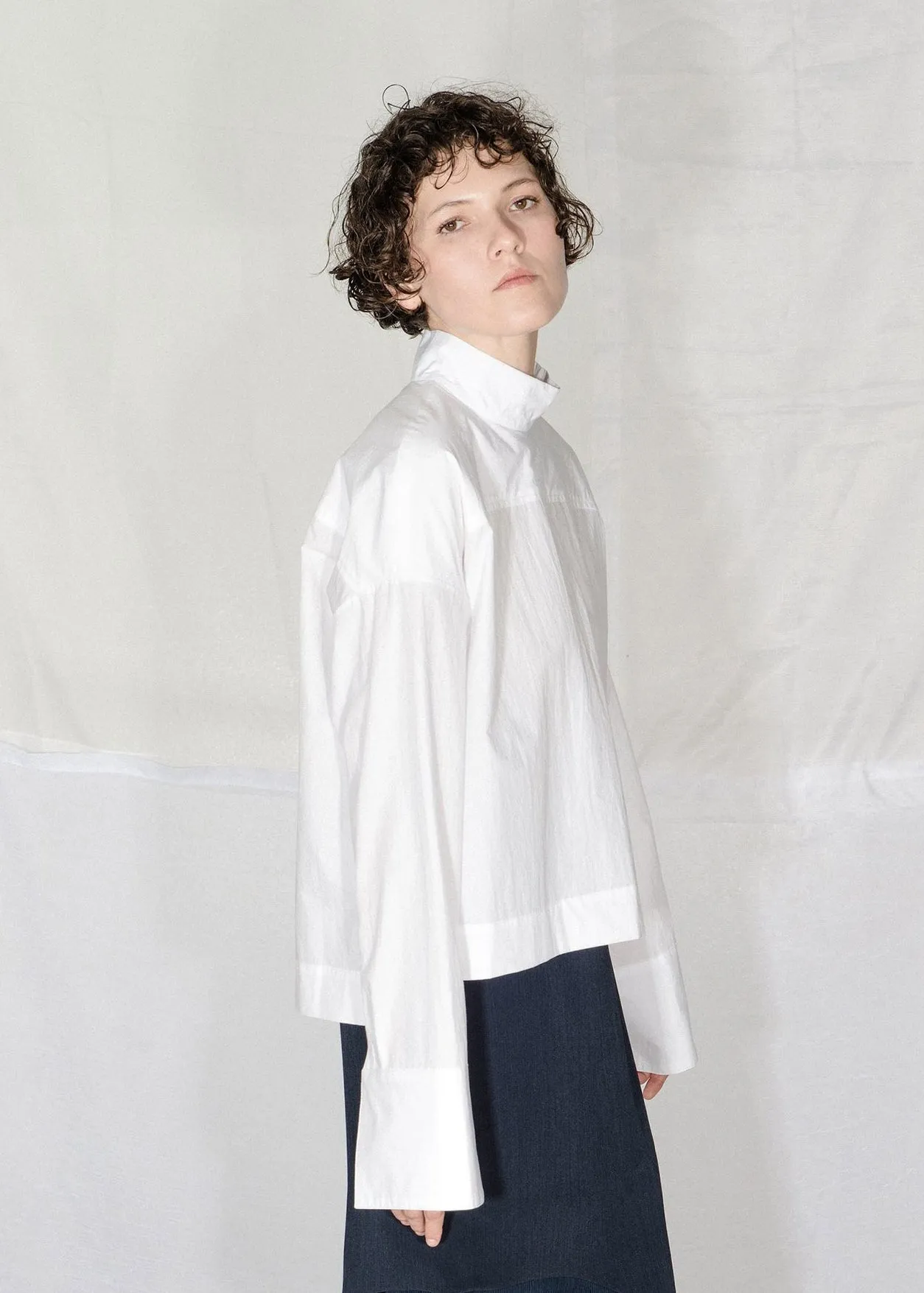 Oversize Mockneck Shirt - White sold by NOMIA