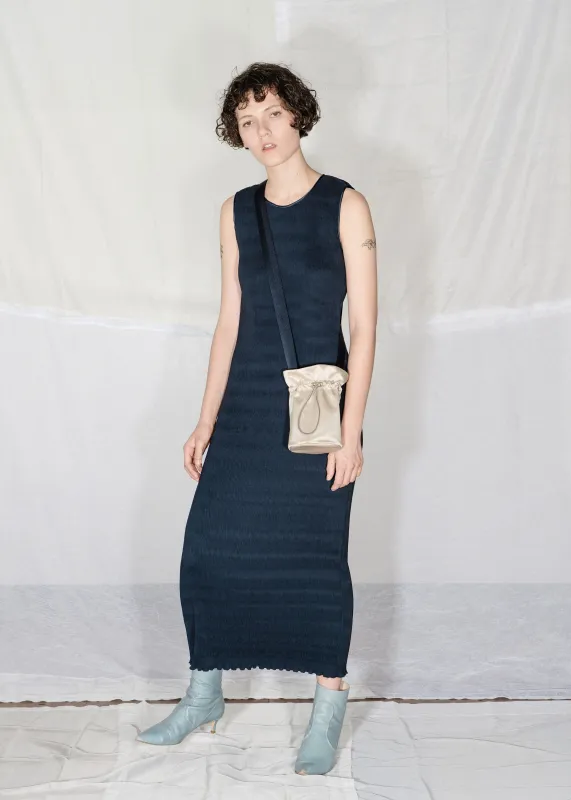 PLEATED SHIFT DRESS - Midnight made by NOMIA