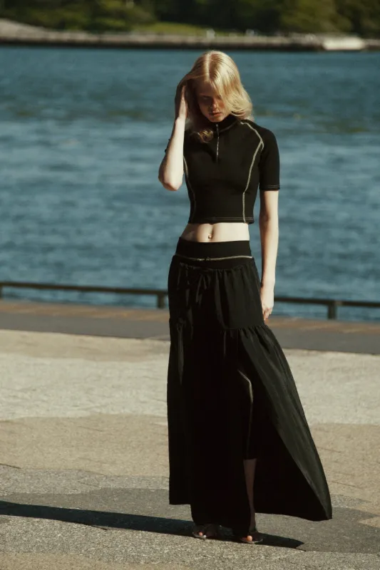 Maxi Skirt With Slit - Black made by NOMIA
