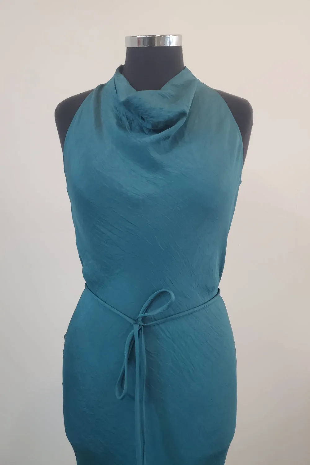 Cowl Bias Dress with Tie - Emerald sold by NOMIA product image thumbnail 2