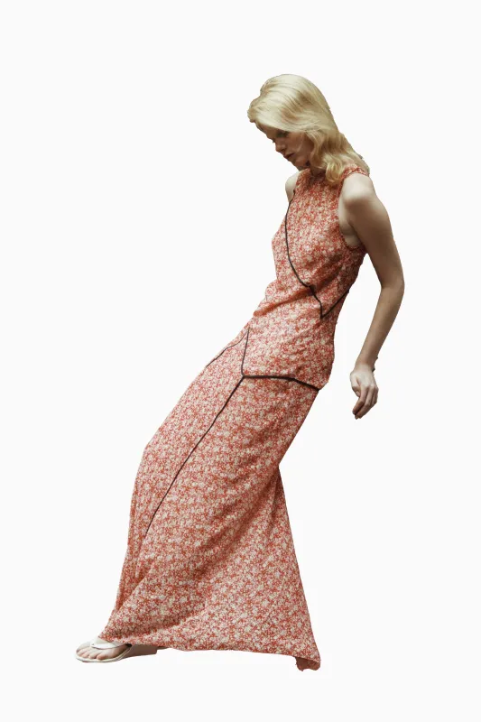 Paneled Maxi Bias Dress - Poppy Floral Chiffon made by NOMIA