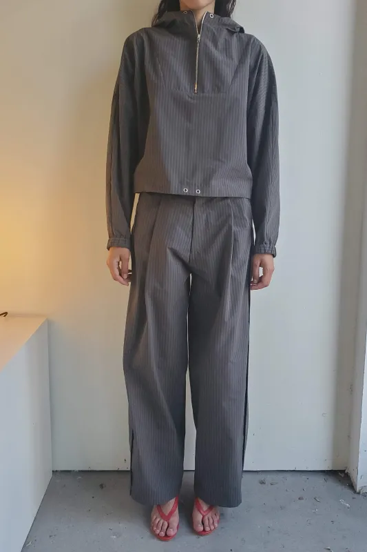 Zip Hooded Pullover - Coffee Stripe made by NOMIA