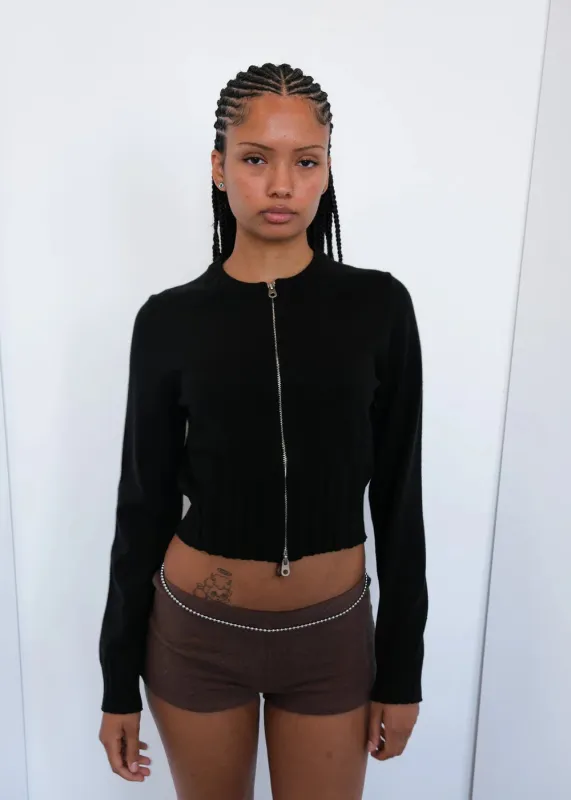 Geel - Dennis Zip Cardigan in Black made by Geel
