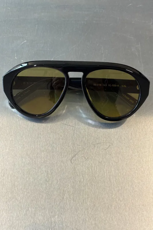 Elisa Johnson - Val Aviator In Gloss Black / Olive Lens made by Elisa Johnson