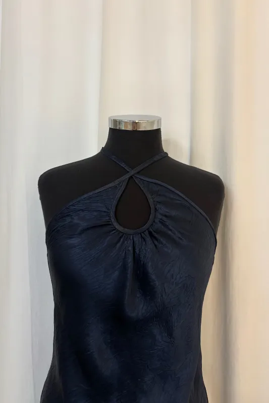 Halter Gathered Cutout Dress - Midnight made by NOMIA