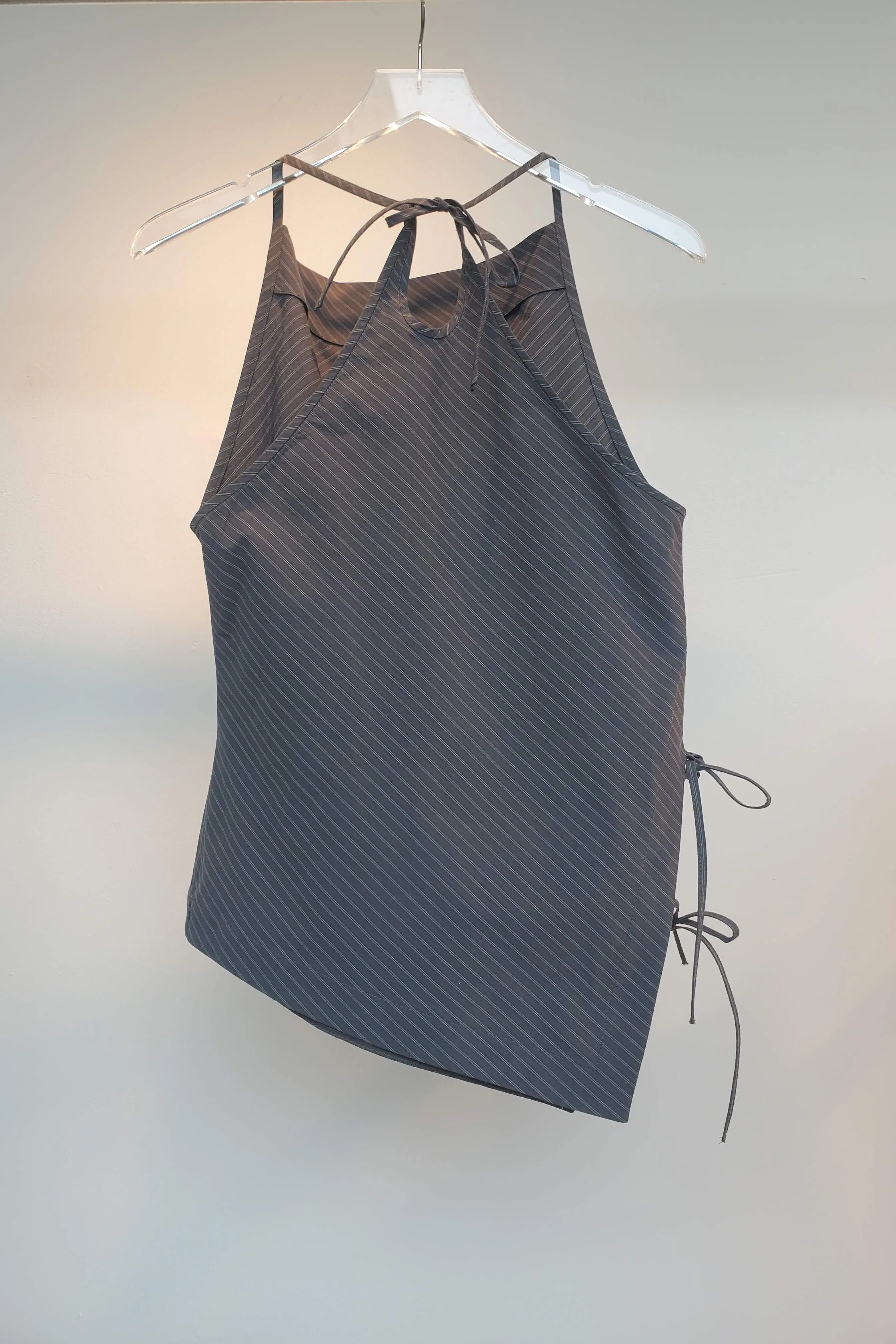 Sleeveless Halter w/ Side Ties - Coffee stripe sold by NOMIA product image thumbnail 2