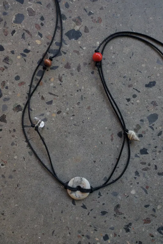 Confetti Cord Belt with Stone Circle - Lace Agate made by NOMIA