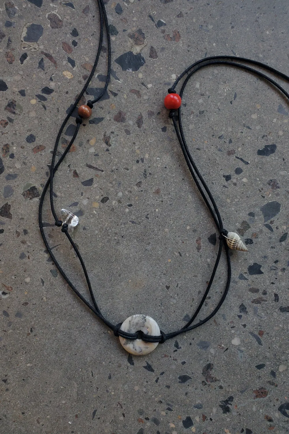 Confetti Cord Belt with Stone Circle - Lace Agate sold by NOMIA