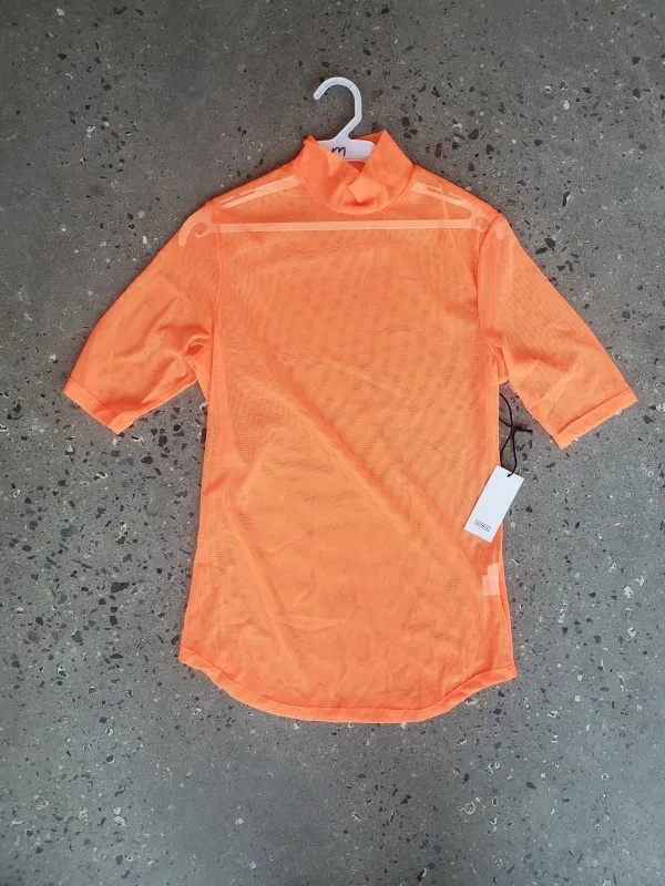Short Sleeve Mesh Turtleneck - Fluro Orange made by NOMIA