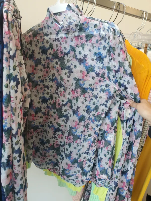 Long Sleeve Mesh Mockneck - Blue Floral made by NOMIA
