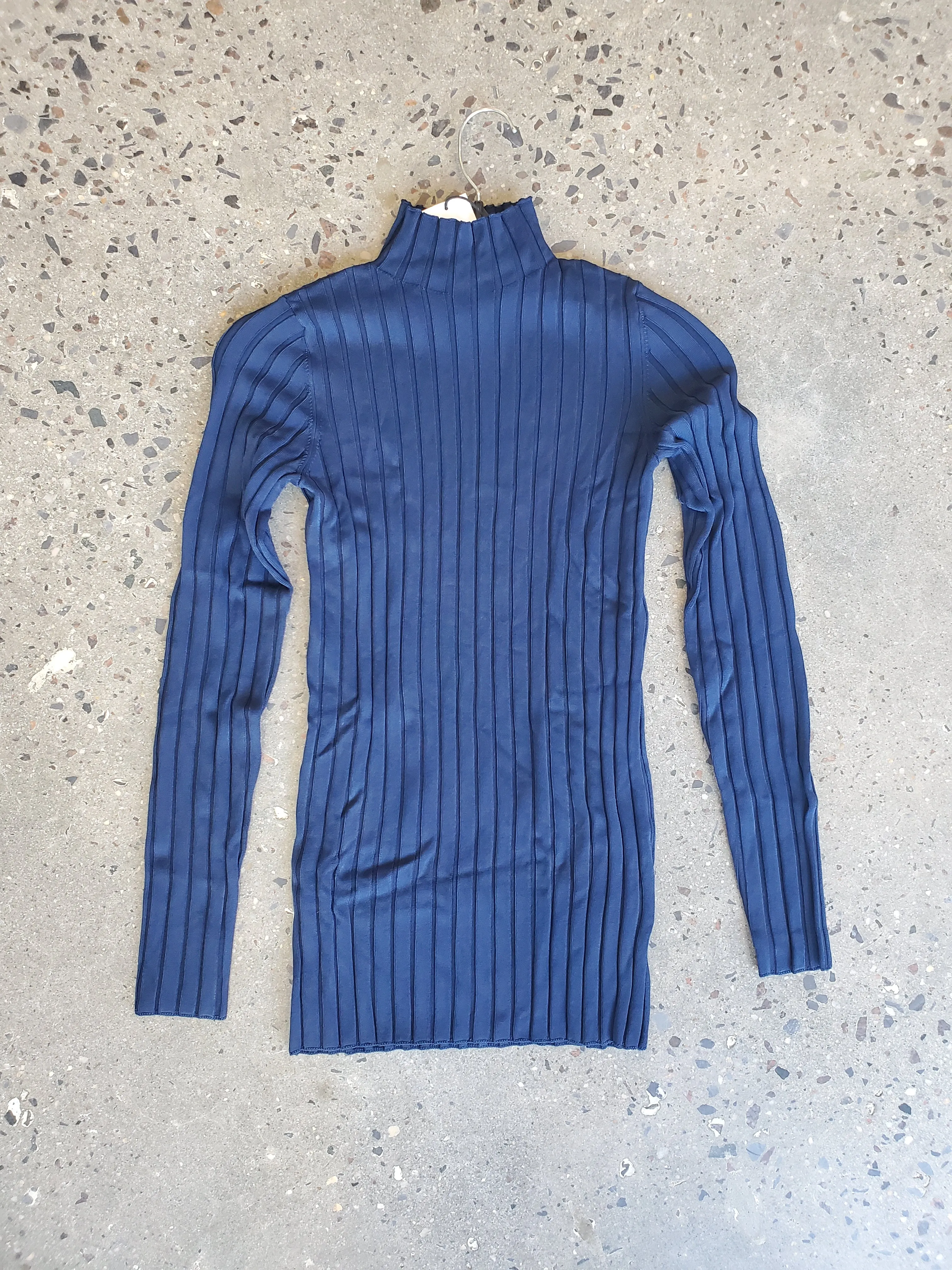 Wide Ribbed Mockneck Sweater - Midnight sold by NOMIA