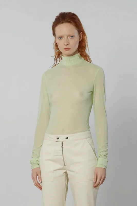 Long Sleeve Mesh Turtleneck - Lime made by NOMIA