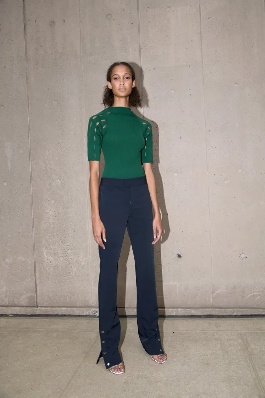 Mesh Sleeve Mockneck - Leaf made by NOMIA